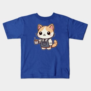 Coffee Cat Barista Kids T-Shirt